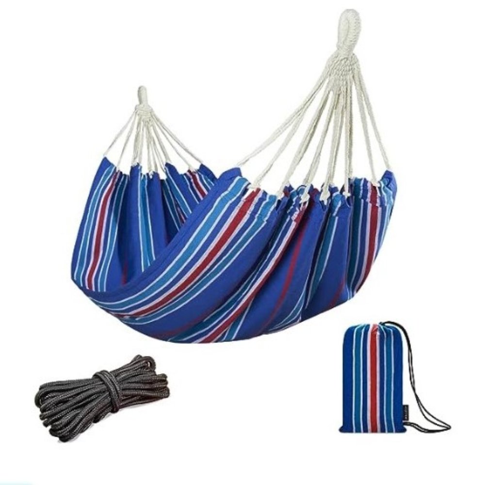 Large - One person Portable Brazilian Hammock - with Hanging Ropes & Carry Bag